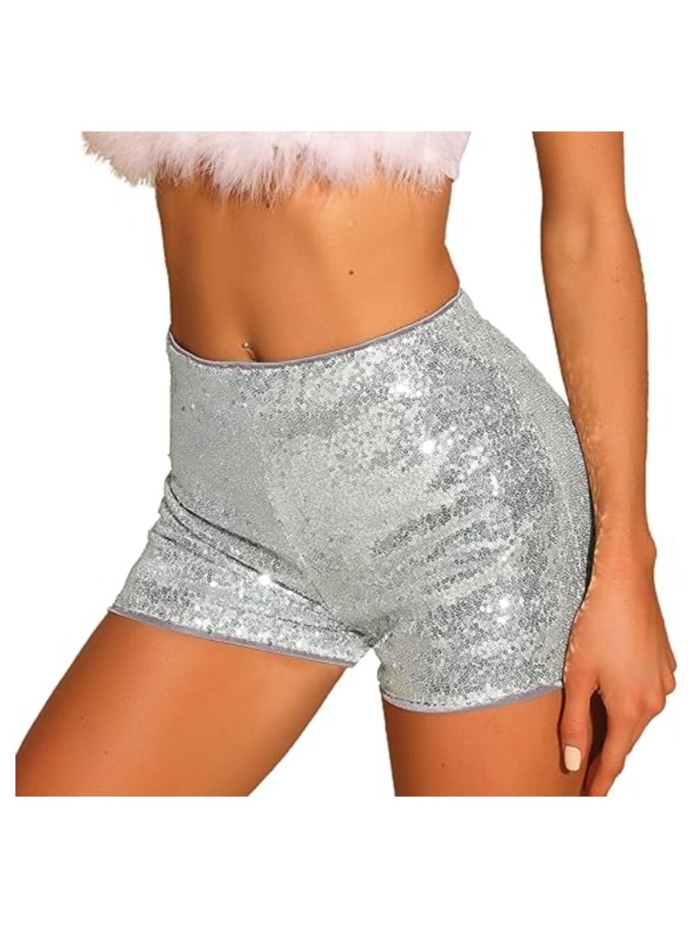 Sequin High Waist Party Shorts Sparkly Glitter Disco Rave Outfit